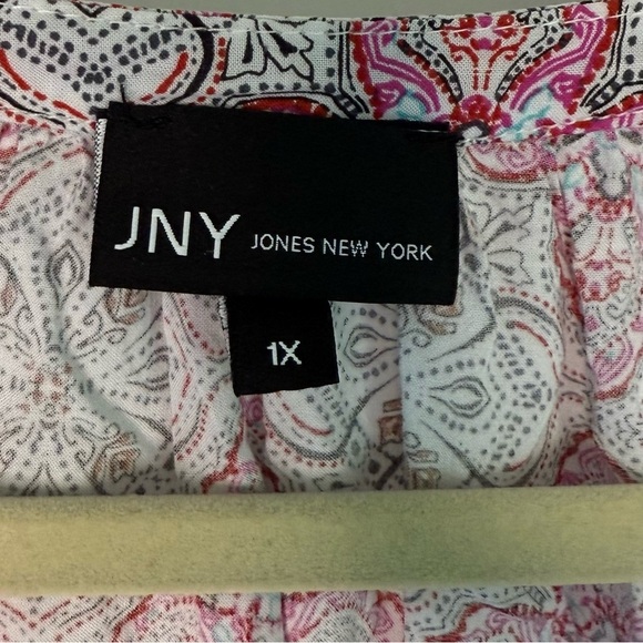 JNY Pink, black, 3/4 sleeve summer Women Flowy peasant Top plus size 1X rayon - Picture 2 of 6